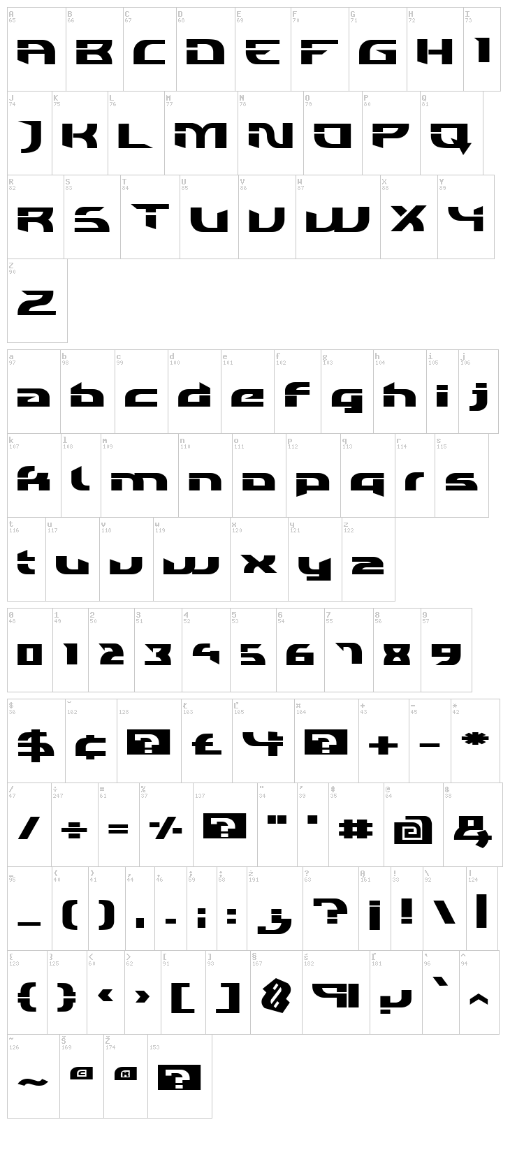 Individigital Black font map